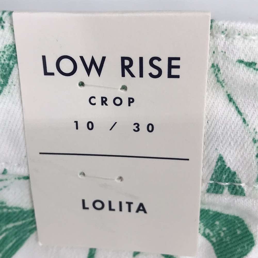 NEW Lucky Brand Low Rise Crop Jeans Palm Green/ White Tropical Print Sz 10/30 - Picture 10 of 14